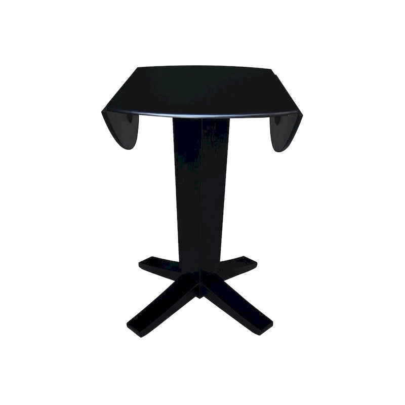 Table de salle à manger à pied central, rabattable, noire/hickory, 2 à 4 places
