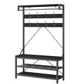 Meuble d'entrée avec banc à chaussures et étagères de rangement – Noir / Gris / Marron, 1 personne