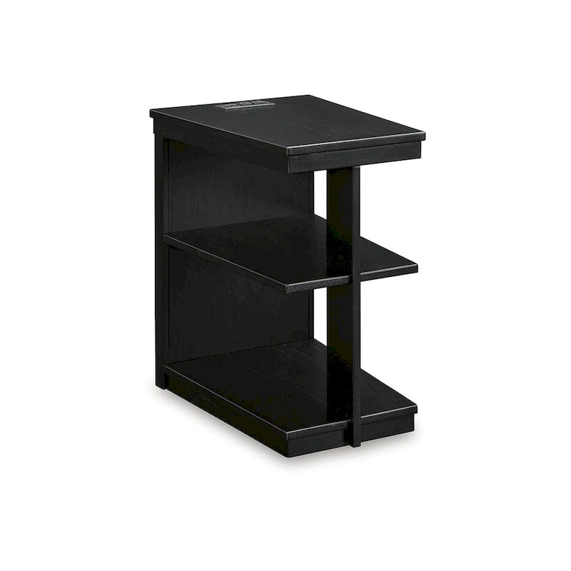 Table d'appoint noire avec ports USB, 1 personne, style contemporain