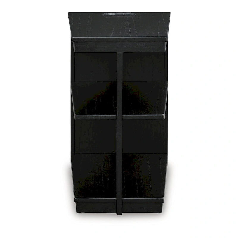 Table d'appoint noire avec ports USB, 1 personne, style contemporain