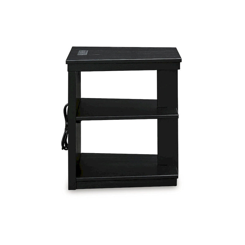 Table d'appoint noire avec ports USB, 1 personne, style contemporain