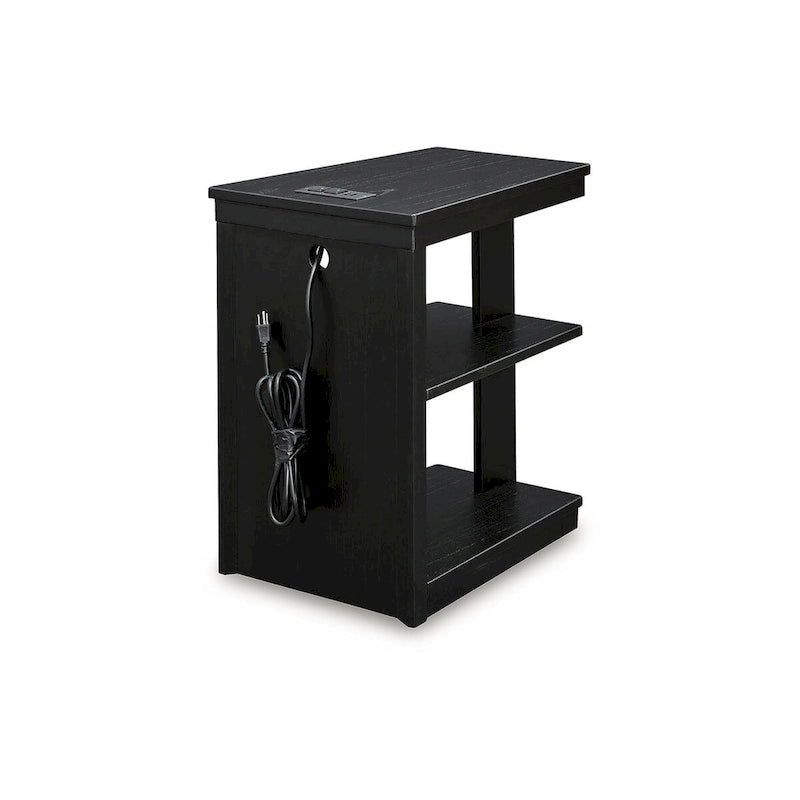 Table d'appoint noire avec ports USB, 1 personne, style contemporain