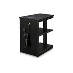 Table d'appoint noire avec ports USB, 1 personne, style contemporain