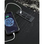 Table d'appoint noire avec ports USB, 1 personne, style contemporain