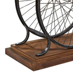 Console industrielle marron/bleu, plateau en bois à lattes avec cadre à double roue, 1 pièce