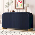 Meuble de rangement 3 portes à motif de vagues blanc/bleu marine/noir et or, 2 personnes