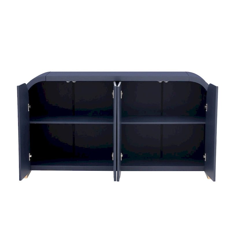 Meuble de rangement 3 portes à motif de vagues blanc/bleu marine/noir et or, 2 personnes