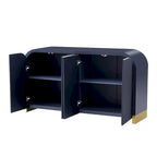 Meuble de rangement 3 portes à motif de vagues blanc/bleu marine/noir et or, 2 personnes