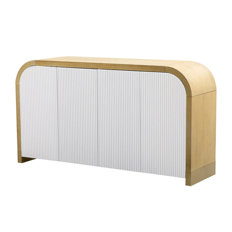 Meuble de rangement 3 portes à motif de vagues blanc/bleu marine/noir et or, 2 personnes