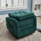 Fauteuil d'appoint vert antique à dossier haut, en tissu, une place