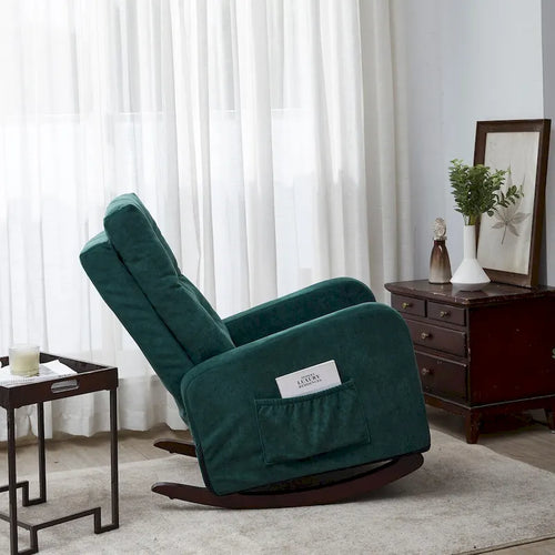 Fauteuil d'appoint vert antique à dossier haut, en tissu, une place