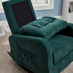 Fauteuil d'appoint vert antique à dossier haut, en tissu, une place