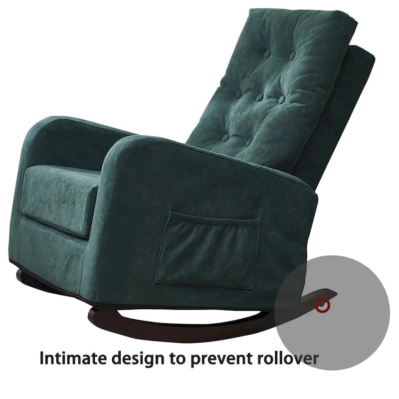 Fauteuil d'appoint vert antique à dossier haut, en tissu, une place