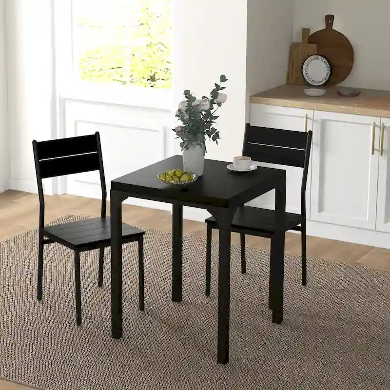 Ensemble de salle à manger 3 pièces, hauteur comptoir, marron rustique, pour 2 personnes, chaises à dossier ajouré
