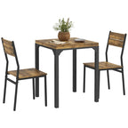 Ensemble de salle à manger 3 pièces, hauteur comptoir, marron rustique, pour 2 personnes, chaises à dossier ajouré