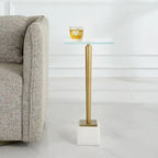 Table d'appoint d'appoint moderne glamour en laiton et blanc