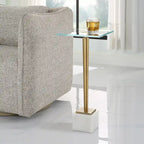 Table d'appoint d'appoint moderne glamour en laiton et blanc