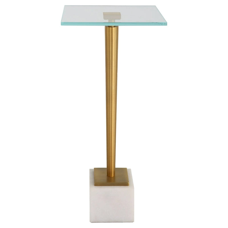 Table d'appoint d'appoint moderne glamour en laiton et blanc