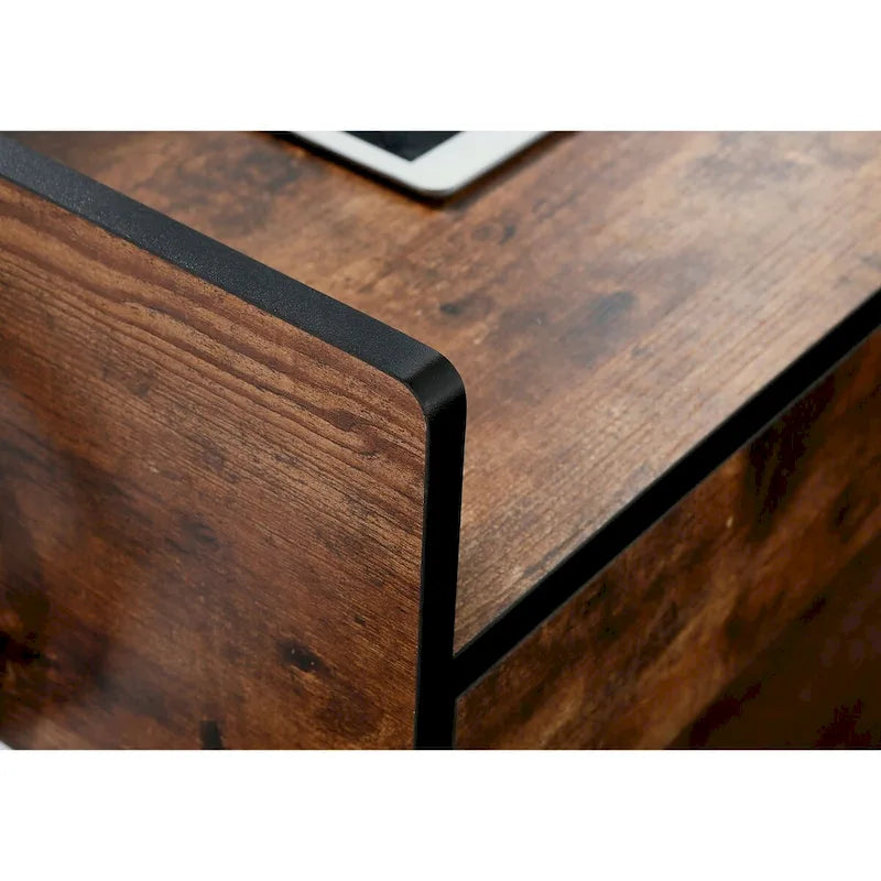 Bureau moderne pour 1 personne avec finition rustique marron/noyer et ciment