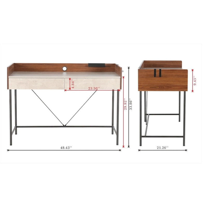 Bureau moderne pour 1 personne avec finition rustique marron/noyer et ciment