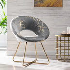 Fauteuil d'appoint en velours noir / vert foncé / gris avec motif doré, une place