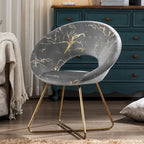 Fauteuil d'appoint en velours noir / vert foncé / gris avec motif doré, une place