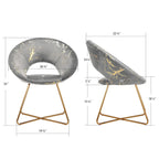 Fauteuil d'appoint en velours noir / vert foncé / gris avec motif doré, une place