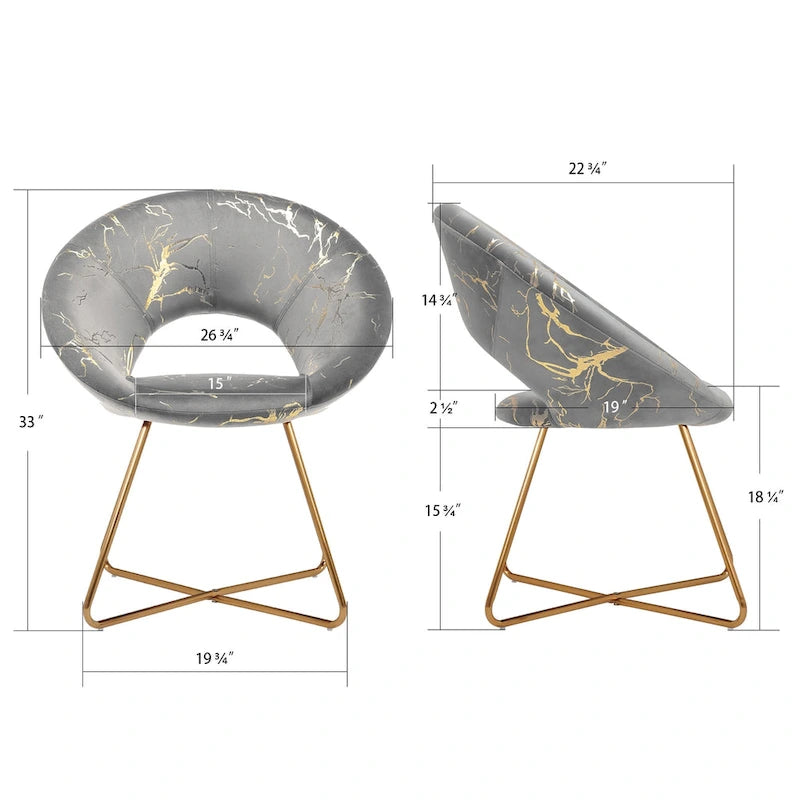 Fauteuil d'appoint en velours noir / vert foncé / gris avec motif doré, une place
