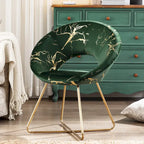 Fauteuil d'appoint en velours noir / vert foncé / gris avec motif doré, une place