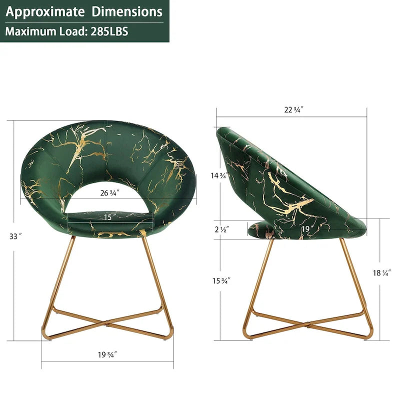 Fauteuil d'appoint en velours noir / vert foncé / gris avec motif doré, une place