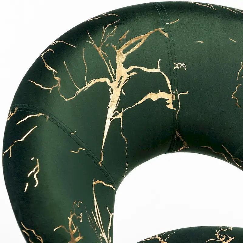 Fauteuil d'appoint en velours noir / vert foncé / gris avec motif doré, une place