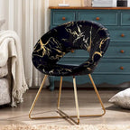 Fauteuil d'appoint en velours noir / vert foncé / gris avec motif doré, une place