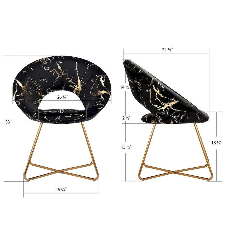 Fauteuil d'appoint en velours noir / vert foncé / gris avec motif doré, une place