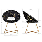 Fauteuil d'appoint en velours noir / vert foncé / gris avec motif doré, une place