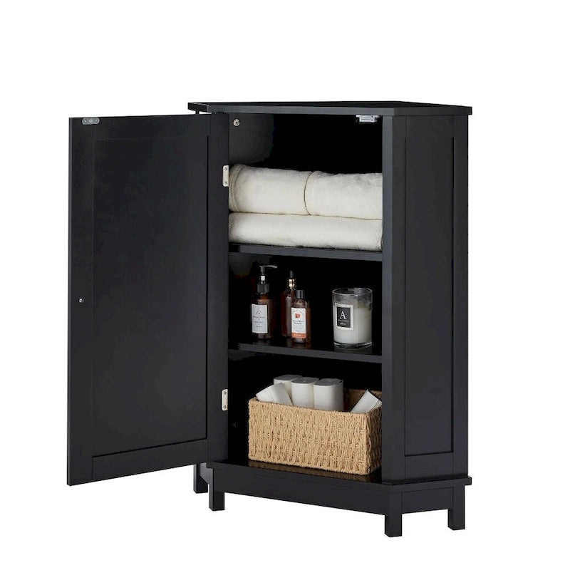 Meuble d'angle noir à 2 portes, 3 niveaux, pour 1 personne