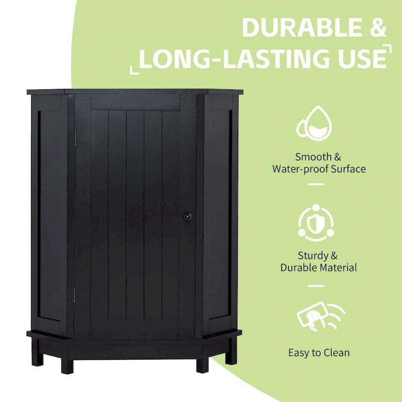 Meuble d'angle noir à 2 portes, 3 niveaux, pour 1 personne